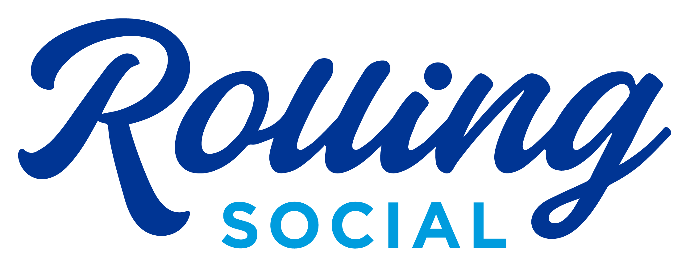 Rolling Social Logo in Blue on a Transparent Background